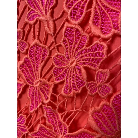 Alexia Admor NWT $146 Coral Pink Reese Lace Dress, Floral Crochet Design Size 8 - Picture 9 of 12